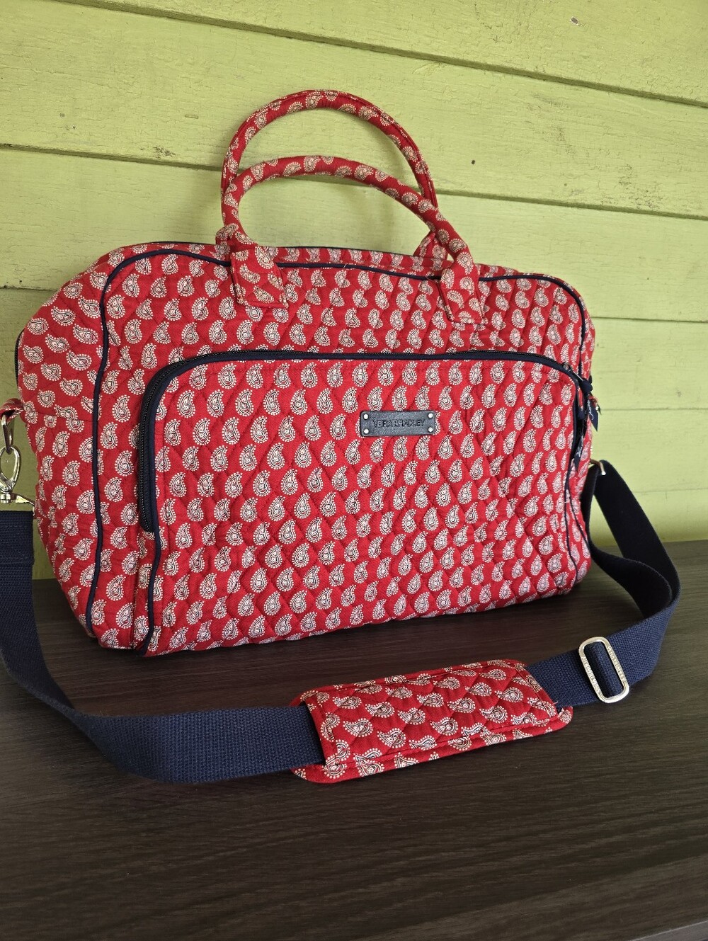 Vera Bradley Red Paisley Weekender Travel Duffel Bag Overnight Carry On